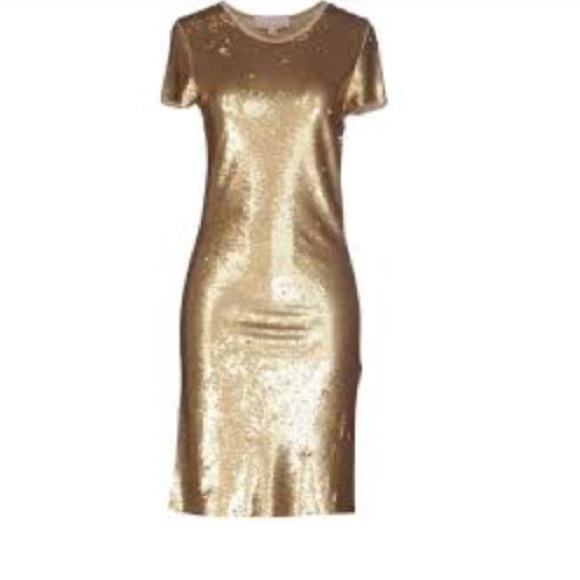 AUTHENTIC BRAND NEW MICHAEL KORS gold sequin dress - Picture 2 of 5